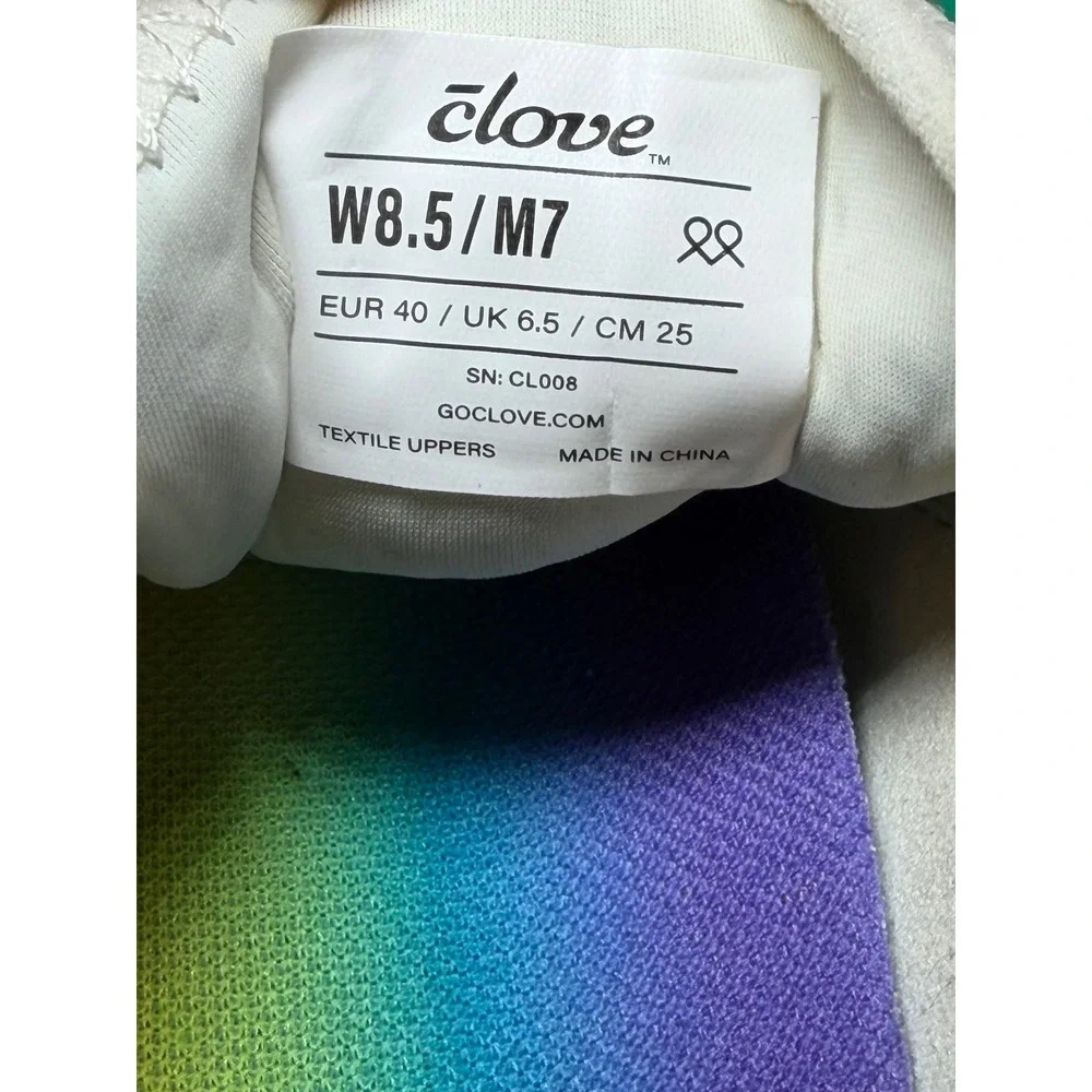 Clove Pride Solo Sneakers White Rainbow Womens 8.5 Mens 7 Nursing Medical Shoes